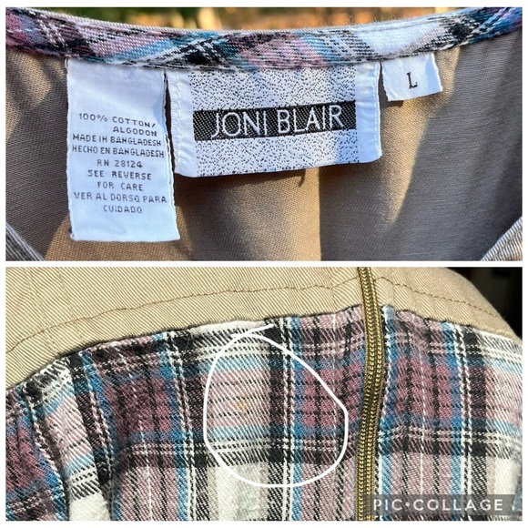 90s Joni Blair Flannel Midi Pinafore Dress Size L - Picture 4 of 15